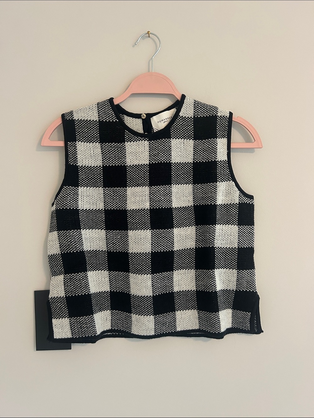 Pomander Place Black & White Check Knit Tank Tuckernuck Fall Transition NWT